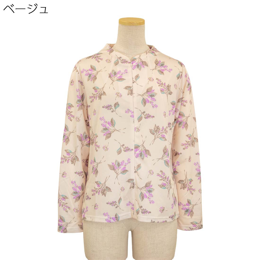 ロングファスナー 薄地ニット プリント Tブラウス ストレッチ カットソー シニアファッション 秋冬 婦人 レディース トップス 敬老の日 ギフト シニア 高齢者 70代 80代 90代 老人 高齢者 介護向け 施設 介護 おばあちゃん お年寄り 母の日 cocorono22-10007050 cocorono 楽天市場店 サンプル画像3