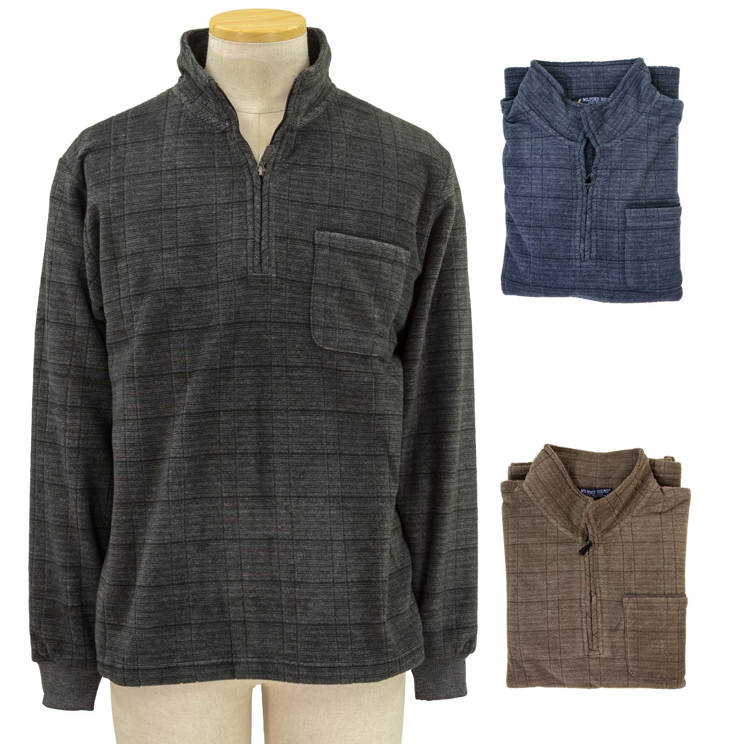 American Casual - あったか 両面ダブル 起毛 ハーフジップ トレーナー ブルゾン 長袖 紳士 シニアファッション 80代 70代 90代 秋冬 トップス 敬老の日 高齢者 おしゃれ 普段着 メンズ シニア 男性 紳士服 おじいちゃん お年寄り 介護 施設 デイサービス 刺繍 名前 名入れ