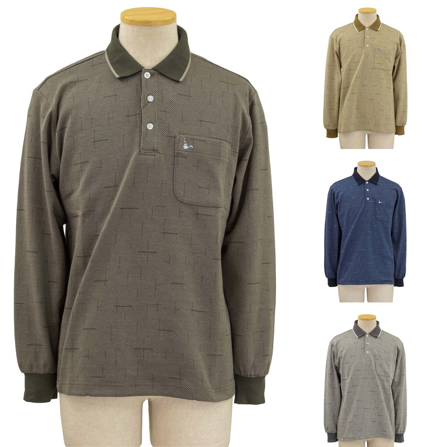 トロイ TOROY カスリ調ジャガード 長袖 ポロシャツ 紳士 敬老の日 高齢者 おしゃれ 普段着 メンズ シニア 男性 紳士 服 おじいちゃん ..