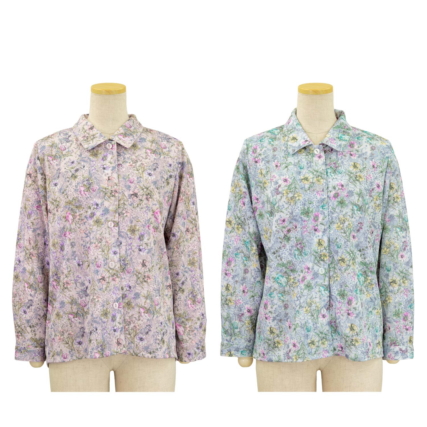 ストレッチ ワンタッチ マジックテープ 後ろ身頃 ゆったり ちりめん プリント ブラウス 日本製 レディース シニア 70代 80代 90代 服 ..