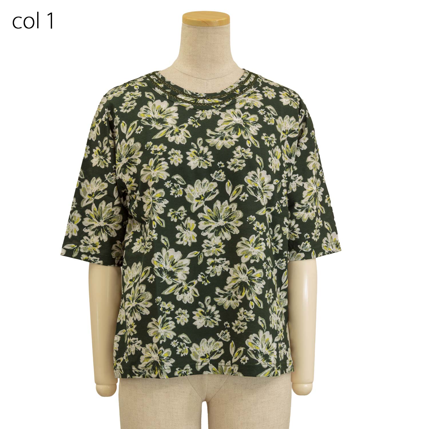 綿100 5分袖 ハシゴレース プリント 日本製 Tシャツ カットソー トップス　シニアファッション 春夏 シニア 婦人 レディース 70代 80代 90代 ギフト婦人服 高齢者 服装 おしゃれ おばあちゃん おすすめ 通販 介護 施設 名入れ cocorono22-10007421 cocorono 楽天市場店 サンプル画像2