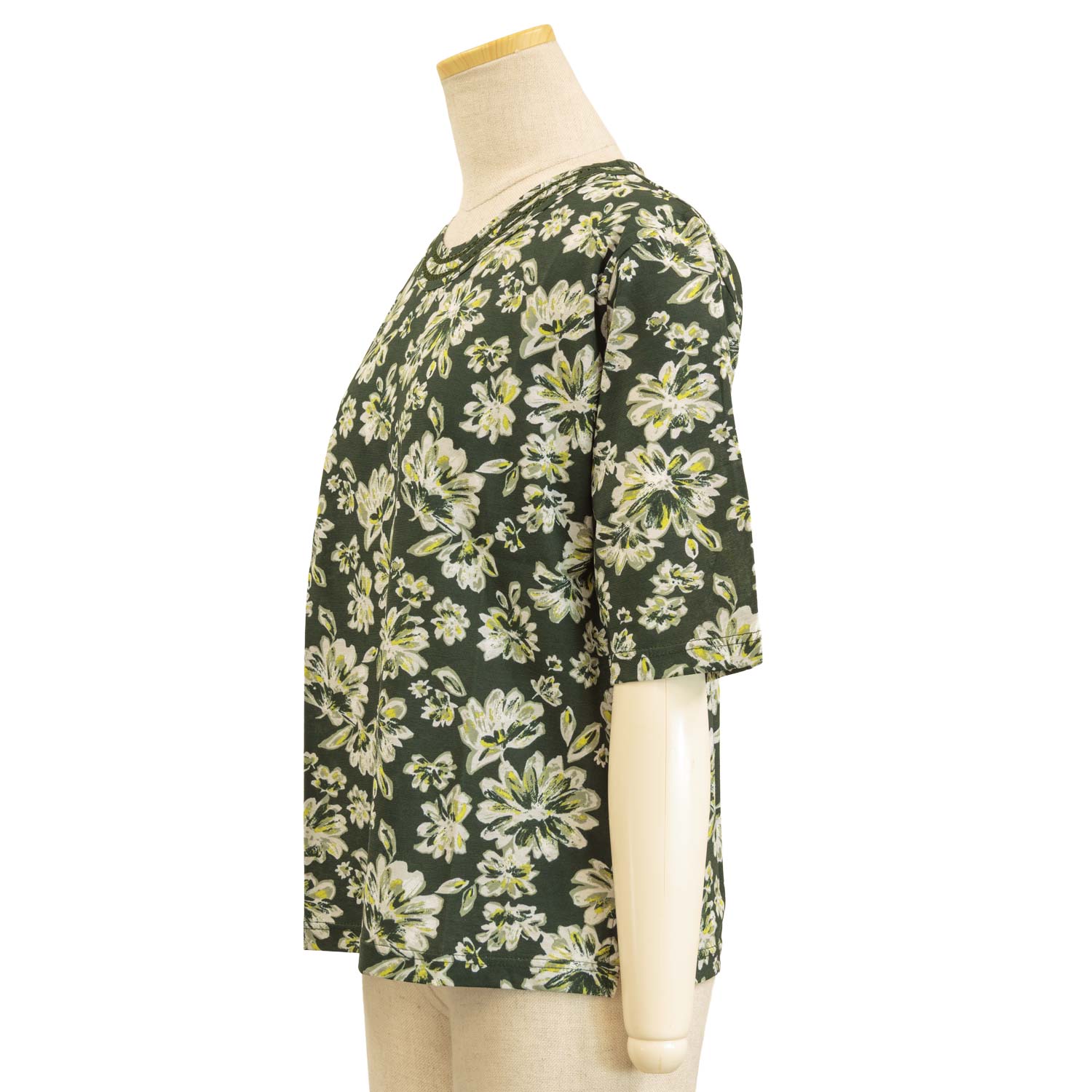 綿100 5分袖 ハシゴレース プリント 日本製 Tシャツ カットソー トップス　シニアファッション 春夏 シニア 婦人 レディース 70代 80代 90代 ギフト婦人服 高齢者 服装 おしゃれ おばあちゃん おすすめ 通販 介護 施設 名入れ cocorono22-10007421 cocorono 楽天市場店 サンプル画像3