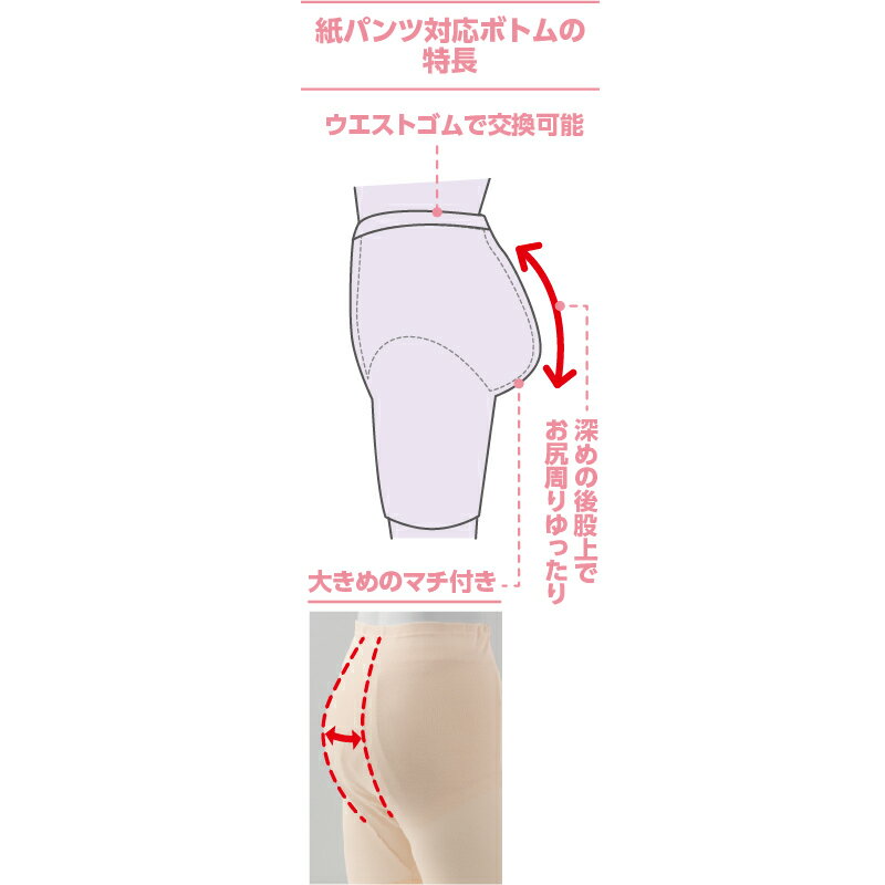 介護 シニア 高齢者 肌着■ 紙パンツ対応5分長ボトム 日本製 取寄せ シニアファッション 70代 80代 90代 女性 婦人 敬老の日 母の日 ギフト プレゼント