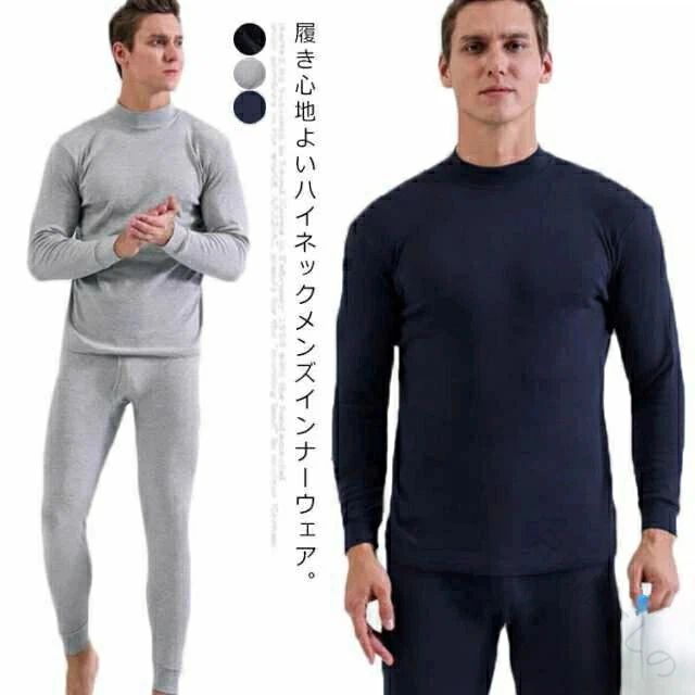 Short Sleeves - 【送料無料】冬インナー メンズ防寒 綿100% ハイネック 上下セット 暖かい肌着 コットンインナー 秋冬アンダーウェア 保温下着 長袖シャツ 防寒タイツ ストレッチ素材 プルオーバー 高品質インナー 防寒ウェア 保温インナー メンズ下着セット 冬用インナー 防寒肌着 秋冬イン