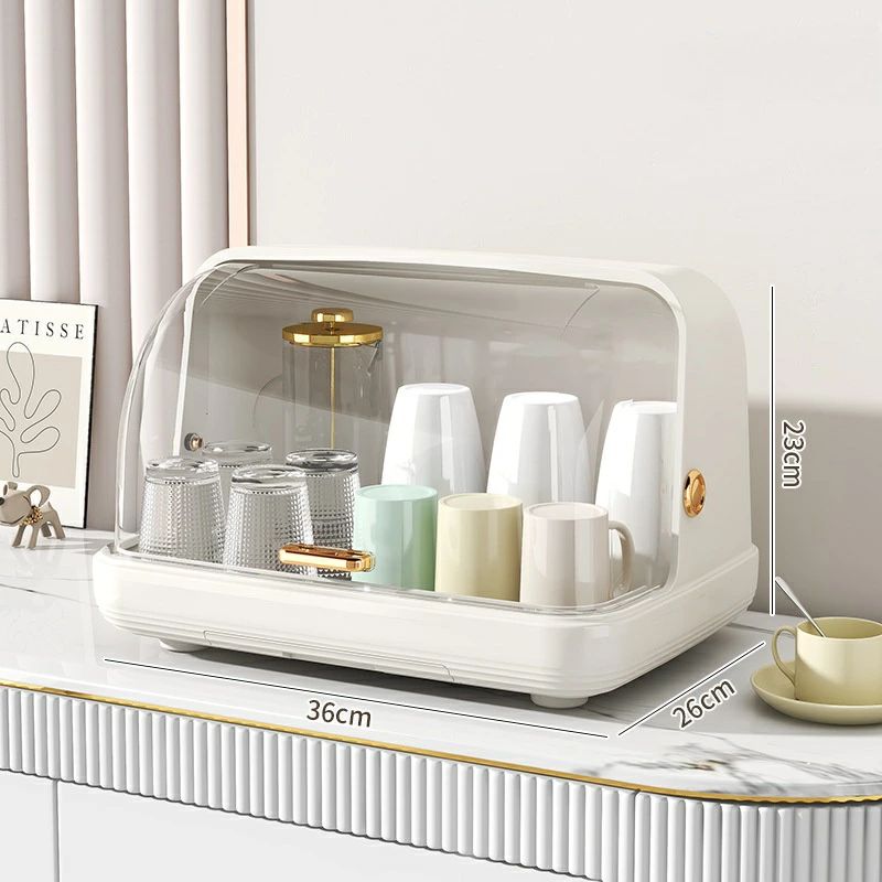 透明ティーカップ収納ラック、PPプラスチック製ティーセットオーガナイザーキャビネット、防塵ティーカ..