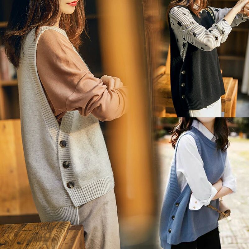 Vネック ニット ベスト トップス Vネック 半袖 流行 可愛い きれいめ カジュアル シンプル 着回し 大人可愛い 無地 大きめ ゆったりレディース 秋 冬 春 おしゃれ 流行