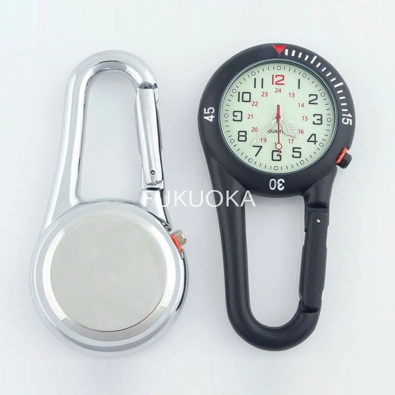楽天こころ家楽天市場店カラビナウォッチ ブラック 時計 登山用 アウトドア バックパック用 カラビナ カラビナ時計 キャンプ