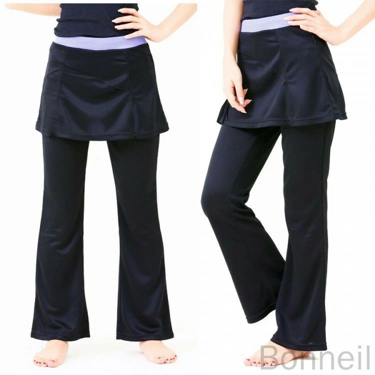 Pants - 【送料無料】スカート付きパンツ ブーツカットスパッツ スカッツ 大きいサイズ 速乾吸水 体型カバー ダンス ヨガ フィットネス ウォーキング フレアヨガパンツ 衣装 美脚 M L LL XL対応