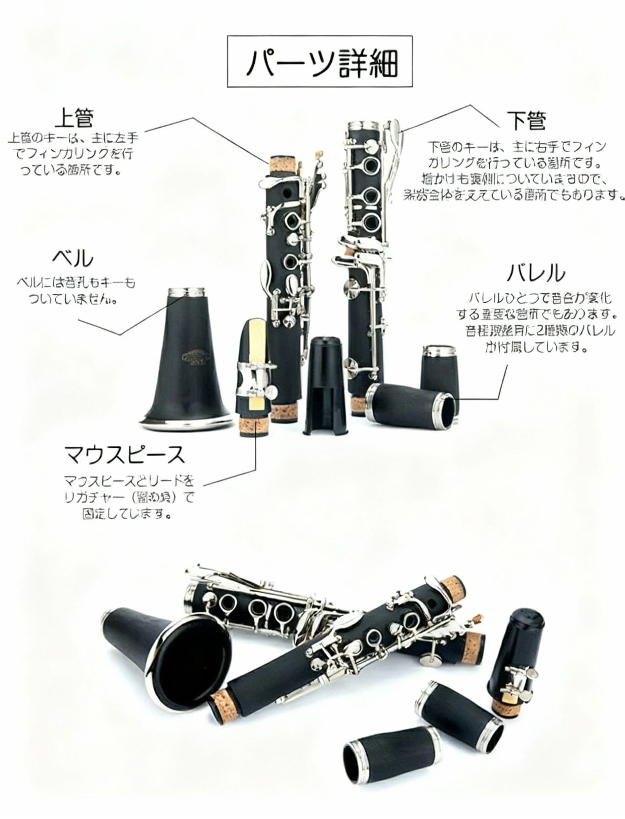 【送料無料】【スーパー！先着30名様★!】クラリネット 10リード付 練習用 お手入れ...