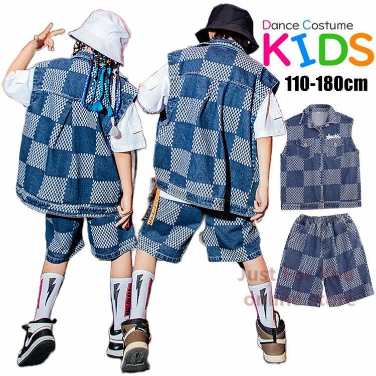 【送料無料】キッズダンス衣装 セット 子供服 ヒップホップ デニムベスト Gジャン ...