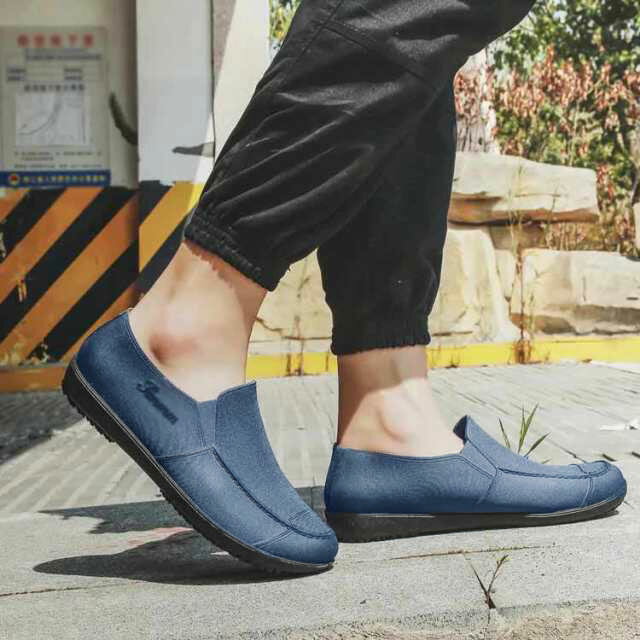 レインシューズ メンズ 雨靴 防水シューズ レインブーツ フラットシューズ スリッポン レインウェア 男性 シューズ 雨具 防水 レイングッズ オシャレ くつ 梅雨 雨の日 台風 釣り 通勤 通学 作業用 厨房靴 ビジネス 洗車 仕事 カジュアル 24.5cm-27cm 2