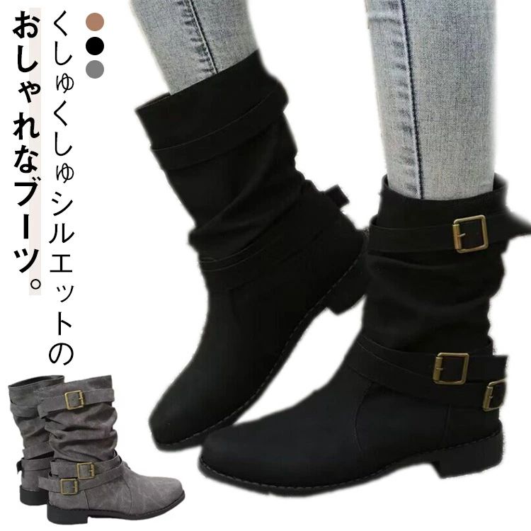 エンジニアブーツ ぺたんこ 春 ミドル丈 歩きやすい レディース ルーズ ブーツ ショートブーツ 疲れない フラット エンジニアブーツ 秋 冬 大きサイズ