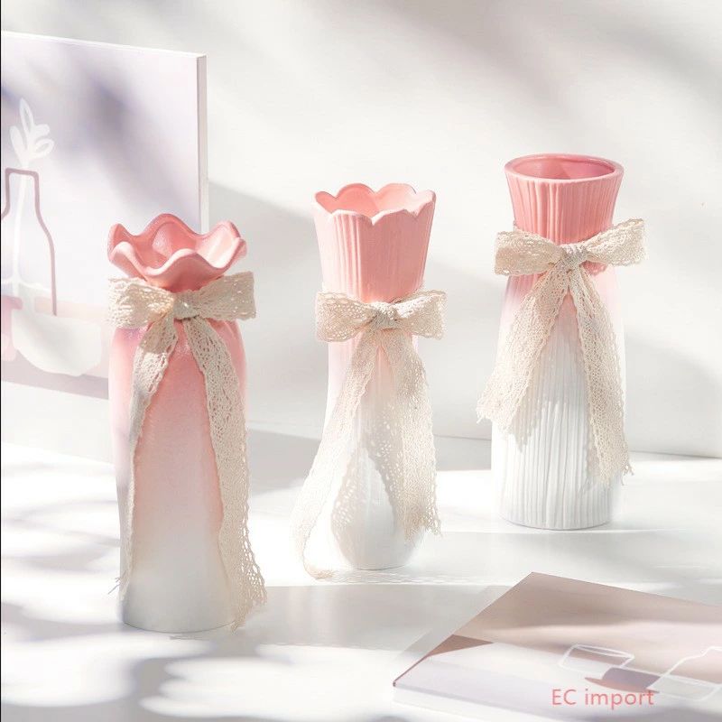 グラデーション ピンク 北欧 陶磁器 ドライフラワー 花瓶 家 装飾品 玄関 置物 リビングルーム 卓上置物