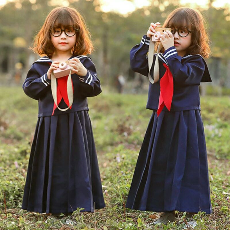 セーラー服 子供 制服 コスプレ 長袖セーラー ハロウィン ロングスカート 3点セット セーラー衣装 女の子 キッズ 仮装 ハロウィン衣装 コスチューム クリス...