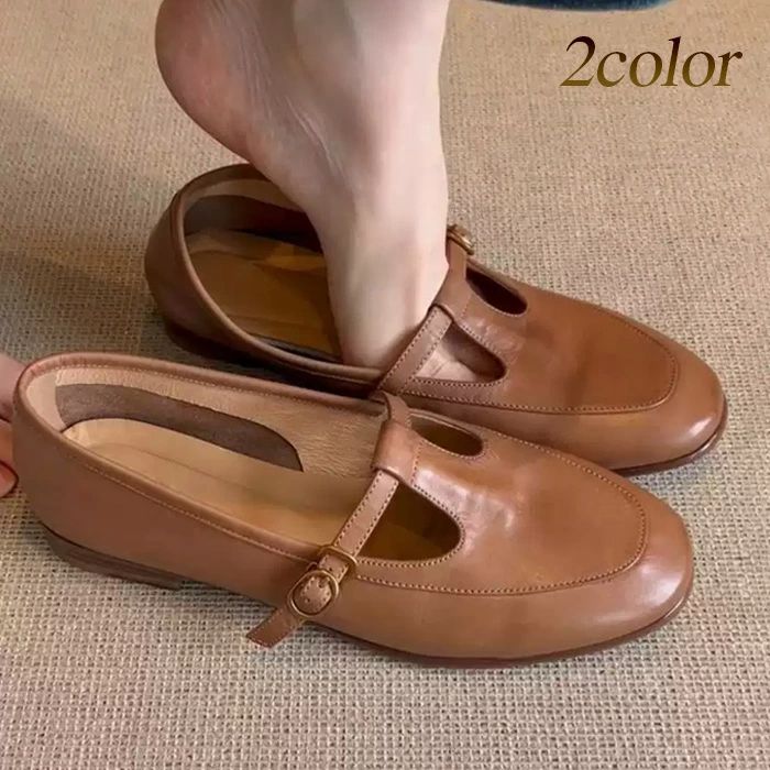 Tストラップシューズ レディース 本革 フラットシューズ ローファー ローヒール キレイめ おしゃれ トレンド カジュアル オールシーズン 通勤 通学