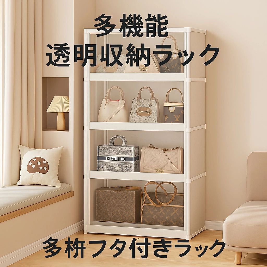 収納ボックス 収納棚 折りたたみ収納棚 バッグ収納 透明収納ケース PET扉 防塵収納ラック 収納ラック おしゃれ 衣類収納 小物収納 ホコリ防止 大容量収納 カバン収納 マグネット扉 見える収納 組み立て簡単 扉付き収納ボックス リビング収納
