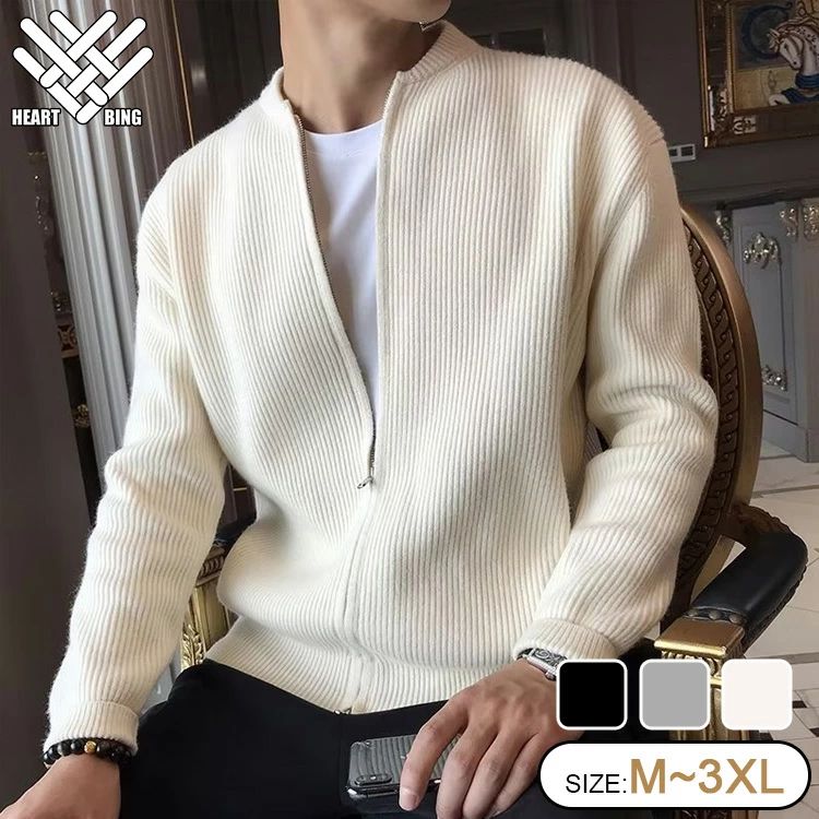 【メンズ ハイケージニット/毛玉できにくい 】ニット セーター メンズニット メンズセーター 服 トップス ハイケージニット 厚手 肌触り チクチクしない 上品 ダブルジッパー スリム シンプル 長袖 柔らかい 大きいサイズ 男性(4)