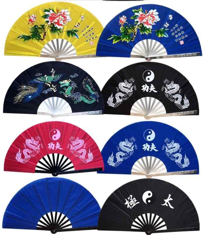太極拳 扇 カンフー 功夫 武術 ステンレス 武道 扇子 ファン レッド ブラック ブルー 牡丹