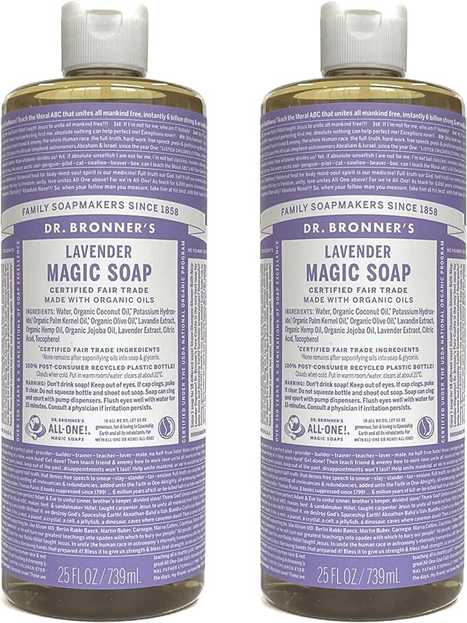 楽天COCO暮らしの楽天市場店【2本】 Dr.Bronner’s ドクターブロナー マジックソープ ラベンダー LA 739ml 石鹸 ボディソープ クレンジング 洗顔 ボディ 濃厚 天然 洗浄濃厚 天然 洗浄 天然由来 成分100％ オーガニック 液体石鹸 泡立ち 敏感肌 いい香り ボディウォッシュ 赤ちゃん 子供 幼児 バス用品