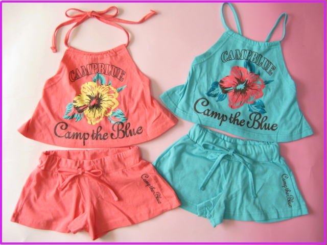 【SALE】CAMP ナツ!!アロハ～2WAYキャミ&ショートパンツSet♪(AABC-01)(ダンス）【韓国子供服】【5,250円以上送料無料・SALE含】