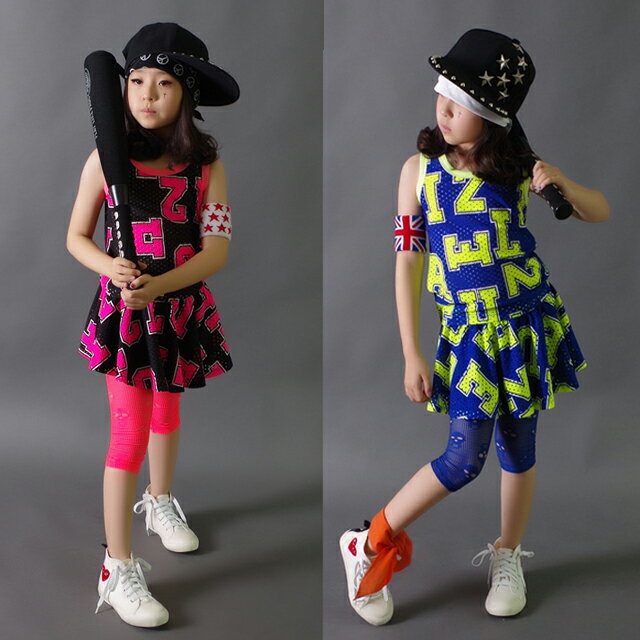 キッズ ダンス衣装 スカート ロゴ メッシュ PSR-02[子供服 ヒップホップ ジャズ ジュニア ガールズ セットアップ 目立つ 派手 衣装 ダンス 発表会 チーム衣装 ジャズダンス チアダンス 衣装 青 ピンク キッズダンス 韓国子供服]
