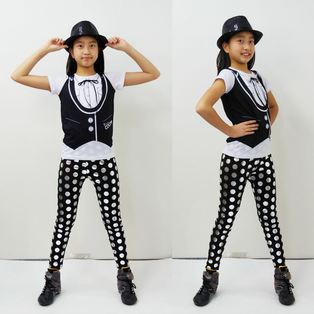 キッズ ダンス衣装 ヒップホップ トップス tシャツ ベストプリント SYTN-01[子供 半袖 白 ダンス 衣装 服 派手 目立つ ジュニア ガールズ 100cm 110cm 120cm 130cm 140cm 150cm 160cm 韓国子供服]