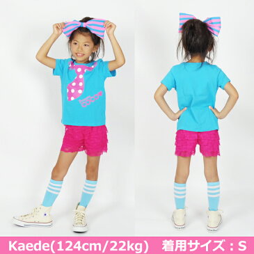 キッズ ダンス衣装 トップス tシャツ ドット ネクタイTBHTR-01[女の子 かわいい ダンス 子供 服 ガールズ ジュニア 赤 白 青 黄 ピンク 派手 衣装 半袖 ヒップホップ チアダンス 韓国子供服 発表会]