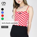 ダンス衣装 トップス チェック へそ出し ショート丈 キャミソール ニット CXTG-07[ダンス ブロックチェック 黒 白 緑 赤 チェック柄 k-pop H...