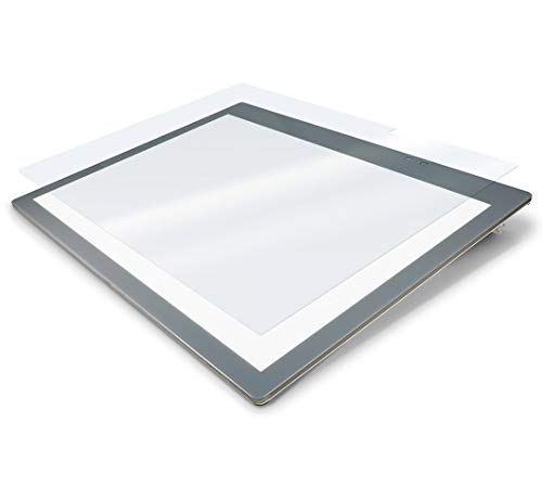 【日本製】【薄型10mm】【7段階調光機能付き】A2サイズ LED 薄型トレビュアー トレース台 (3段階傾斜) 保護シート付き A2-450-01