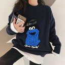 【送料無料】レディース ニット モンスター ロングスリーブ セーター 大人可愛い ママコーデ ママファッション 韓国 オルチャンファッション 人気 トレンド 新作 20代 30代 40代 きれいめ レトロ シンプル 無地 定番 お出かけ デート おしゃれ 通勤 通学 オフィス OL