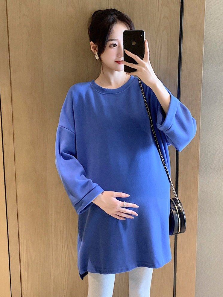 【送料無料】マタニティ トップス ラウンドネック ビッグサイズ プルオーバー カットソー レディース 可愛い ママコーデ ママファッション ママ服 マタニティウェア 人気 ゆったり 大きいサイズ デイリー 普段着 お出かけ おしゃれ シンプル 無地 きれいめ カジュアル