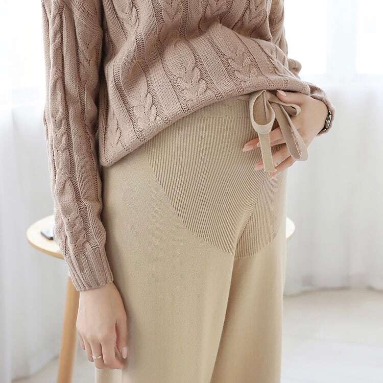 【送料無料】マタニティ 調節不要 初期から使える ウール ニット パンツ ボトムス レディース 可愛い ママコーデ ママファッション ママ服 マタニティウェア 人気 ゆったり 大きいサイズ デイリー 普段着 お出かけ おしゃれ シンプル 無地 きれいめ カジュアル フェミニン