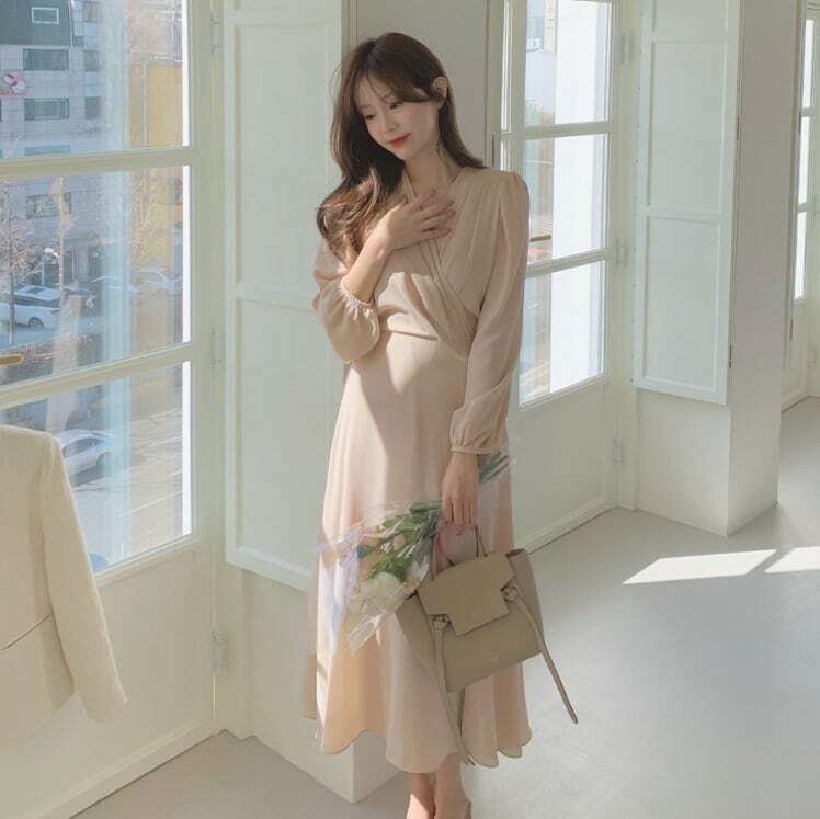 【送料無料】レディース Vネック ワンピース 高級感ワンピ ロングワンピース フォーマル お呼ばれ カシュクール 大人可愛い ママコーデ ママファッション 韓国 オルチャンファッション 人気 トレンド 新作 20代 30代 40代 きれいめ レトロ シンプル 無地 定番 お出かけ