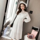 【送料無料】マタニティ 結婚式 お呼ばれ ワンピース シフォン プリーツ 長袖 ロング丈 レディース 可愛い ママコーデ ママファッション ママ服 マタニティウ...