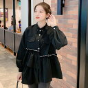 【送料無料】マタニティ トップス 授乳服 シャツ サイズ展開豊富 M〜4XL おしゃれボタン ティアード ボリュームスリーブ フリル レディース 可愛い ママコ...