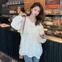 【送料無料】マタニティ トップス レース 花柄 シャツ ブラウス Vネック パフスリーブ レディース 可愛い ママコーデ ママファッション ママ服 マタニティウ...