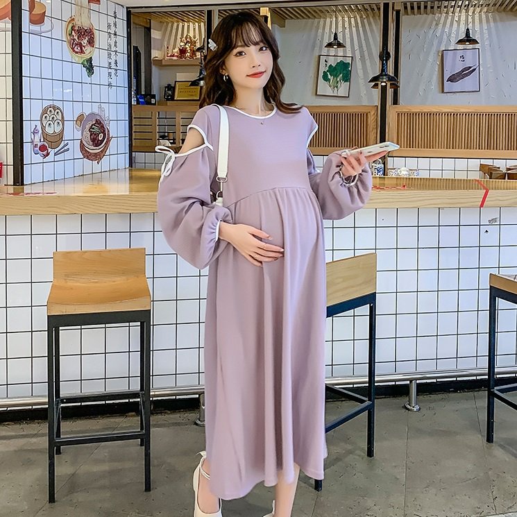 【日本未発売/送料無料】マタニティ ワンピース 袖カット ラウンドネック パフスリーブ リボン バイカラー レディース 可愛い ママコーデ ママファッション ママ服 マタニティウェア 人気 ゆったり 大きいサイズ デイリー 普段着 お出かけ おしゃれ シンプル 無地 きれいめ
