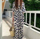 【送料無料】レディース マキシワンピース カシュクール 切り替え レーシング 半袖 Vネック プリント ポケット デコレーション ロングワンピース 大人可愛い ママコーデ ママファッション 韓国 オルチャンファッション 人気 トレンド 新作 20代 30代 40代 きれいめ レトロ(4)