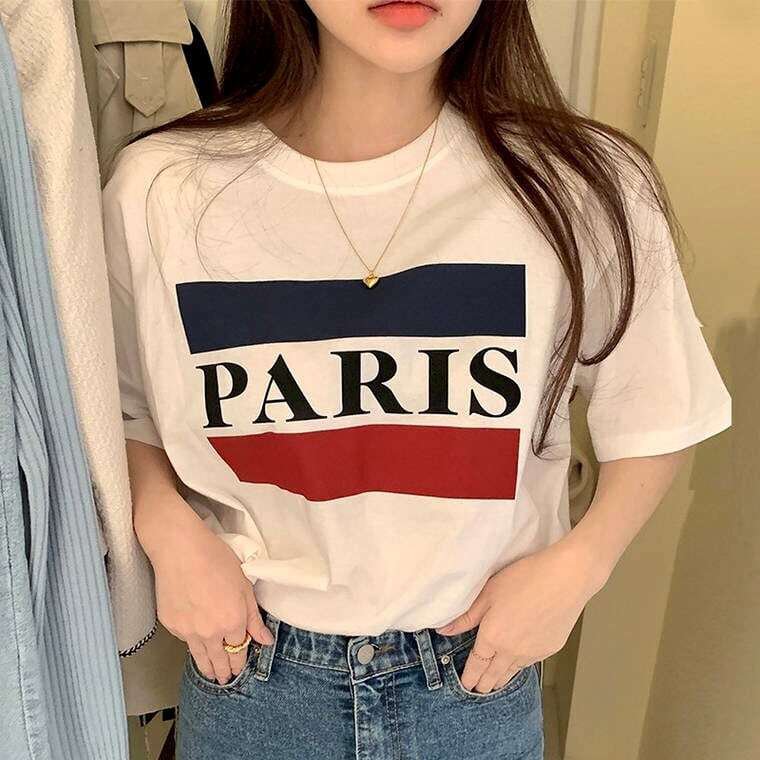 Rakuten - 【送料無料】レディース ARIS ロゴプリント 半袖 Tシャツ ラウンドネック 大人可愛い ママコーデ ママファッション 韓国系 オルチャン 人気 トレンド 新作 20代 30代 40代 きれいめ レトロ シンプル お出かけ デート おしゃれ 通勤 通学 オフィス OL デイリー 普段着 ラフ