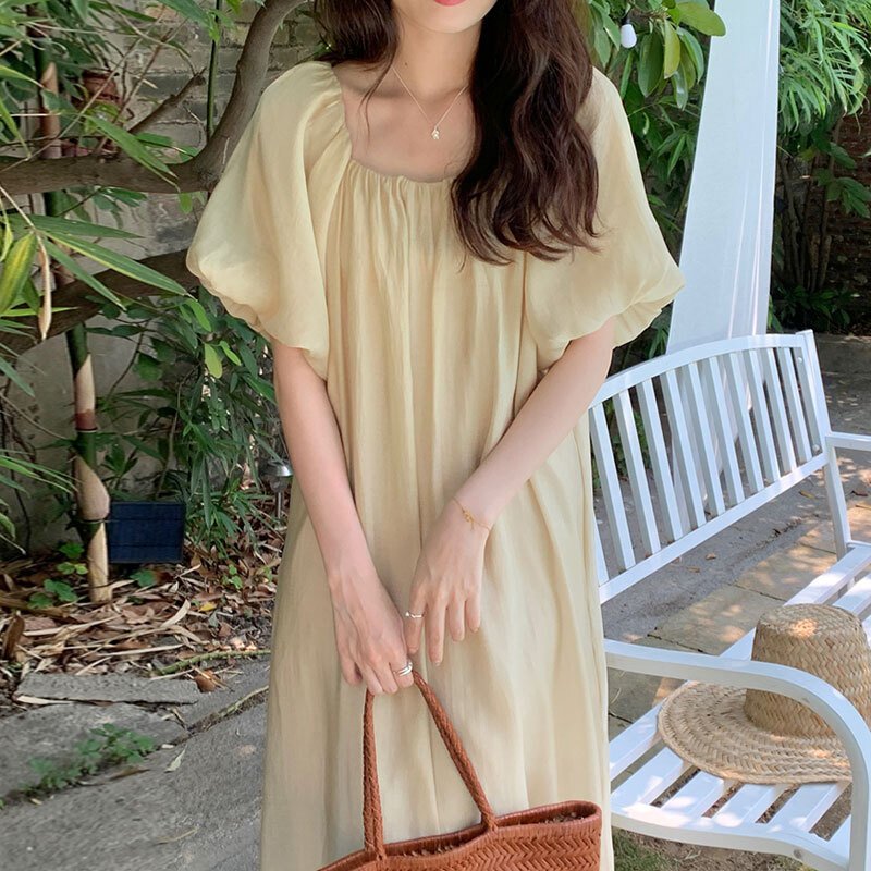 Allegra K Aラインドレス エレガント V ネックワンピース ポケット 七分袖 ワーク レディース レッド M