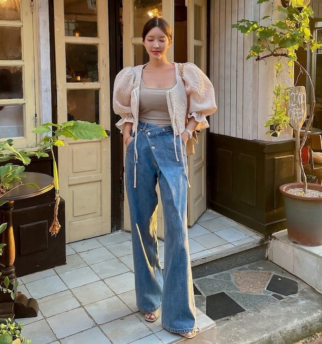 Rakuten - レディース デザインパンツ ブルー デニム ジーンズ ハイウエスト ロング ワイドパンツ 長ズボン 大人可愛い ママコーデ ママファッション 韓国系 オルチャン 人気 トレンド 新作 20代 30代 40代 きれいめ レトロ シンプル お出かけ デート おしゃれ 通勤 通学 オフィス OL