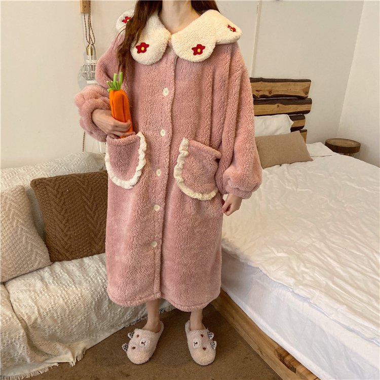 【送料無料】レディース 3色 モコモコ ルームウェア もこもこ かわいい ガウン ワ...