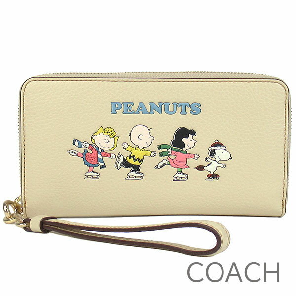 父の日無料ラッピング！ コーチ COACH 財布 レディース 長財布 スヌーピー ピーナッツ コラボ商品 レザー ラウンドファスナー 取り外し可能ストラップ付き 【送料無料】 ブランド コーチ正規品販売店 直営アウトレット店より直輸入 【あす楽】