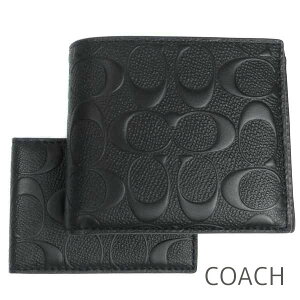 コーチ COACH 財布 メンズ 二つ折り財布 定期入れ パスケース IDケース カードケース 取り外し可能パスケース付き レザー シグネチャー 【送料無料】 ブランド コーチ正規品販売店 直営アウトレット店より直輸入 【あす楽】