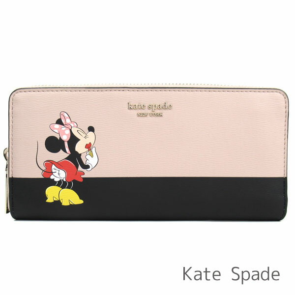 ケイトスペード kate spade 財布 レディース 長財布 ディズニー ミニーマウス Disney コラボ商品 レザー ラウンドファスナー 【送料無料】 ブランド ケイトスペード正規品販売店 直営アウトレット店より直輸入 【あす楽】