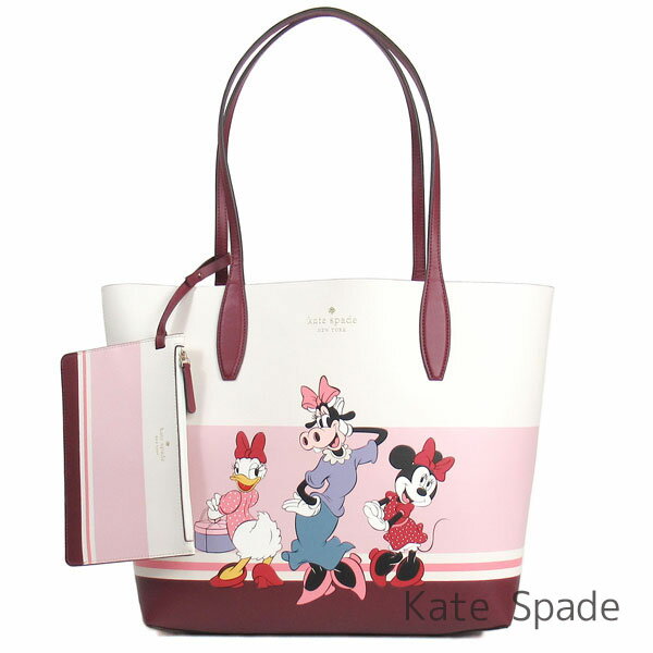 ケイト・スペード ニューヨーク 革トートバッグ レディース ケイトスペード kate spade バッグ レディース トートバッグ トート ディズニー クララベル ミニーマウス デイジー Disney コラボ商品 リバーシブル レザー ポーチ付き A4収納可能 かばん 鞄 【送料無料】 ブランド ケイトスペード正規品販売店 直営アウトレット店より直輸入