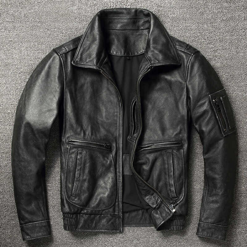 Rakuten - ジャケット メンズ 本革 M-6XL 大きいサイズ 革ジャン 男性ライダース ショートコート レザー 牛革 メンズジャケット シングル ビッグサイズ ブルゾン 防寒 アウター メンズファッション ブラック 送料無料 海外通販