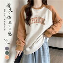 【裏起毛選べる】 トレーナー パーカー フードなし レディース トレンド オーバーサイズ ロゴスウェット トップス 大きいサイズ 綿混素材 長袖 女性 通勤 仕...