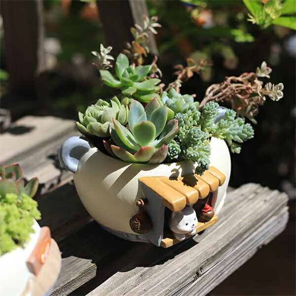 多肉植物鉢 フラワーポット プランター 置物 卓上 ペンスタンド 小物収納 園芸用品 可愛い 容器 ペン立て ミニ植物適用 部屋飾り 底穴付き カフェ のみや 居酒屋 樹脂 観葉植物 子供部屋 エケベリア 室内 メイクボックス 植木鉢 彼女 鉢植え 海外通販