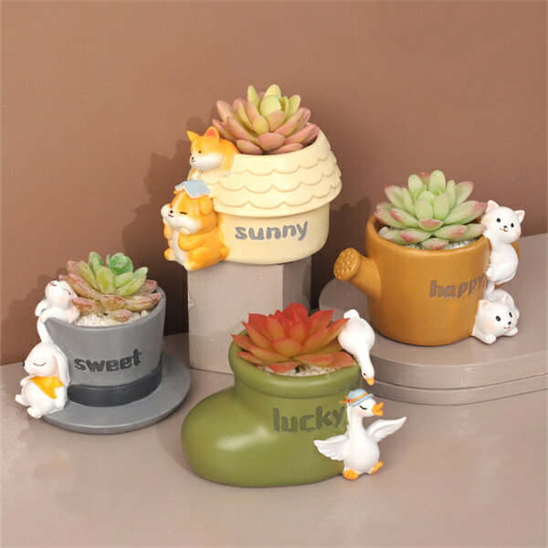 多肉植物鉢 ペン立て フラワーポット ペンスタンド プランター ダック グリーン アニマル 動物柄 小物収納 園芸用品 底穴付き 卓上 鉢植え 室内 部屋飾り 観葉植物 ミニ植物適用 樹脂 彼女 植木鉢 エケベリア 容器 子供部屋 置物 可愛い 楽天海外通販